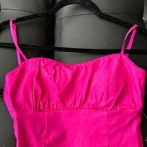 Macy’s dress in size small in color neon fuchsia